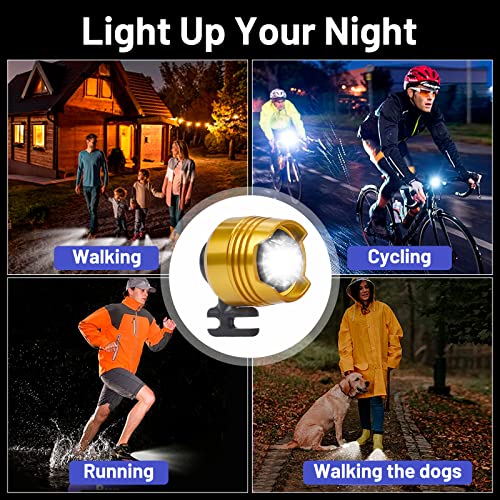 Pipihome 2Pcs Headlights for Croc Shoes, IPX5 Waterproof with 3 Light Modes, Small Lights for Croc Shoe Decoration Charms Funny Shoe Accessories, Christmas Birthday Gift for Adults and Kids (Gold)