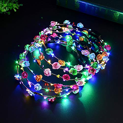 ZHOUBA LED Light Garland Birthday Party Concert Headband Hair Accessories for Girls Women Multicolor