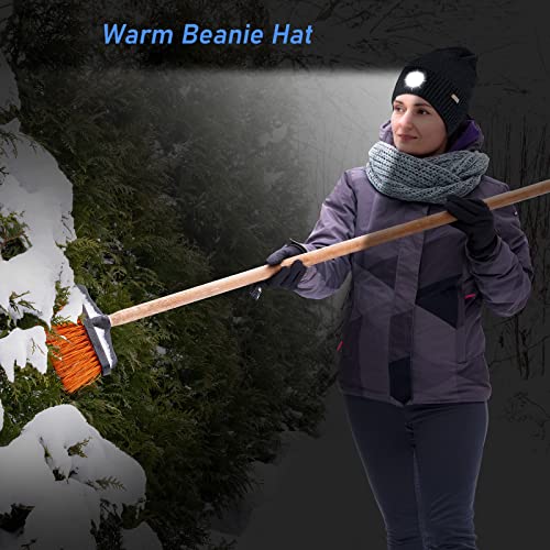 Blukar Lighted Beanie Cap Rechargeable, Beanie Hat with Torch Light Build in, Super Bright 6 LED Head Torch Lamp Hat Winter Warm Gift for Men Women Dad Black