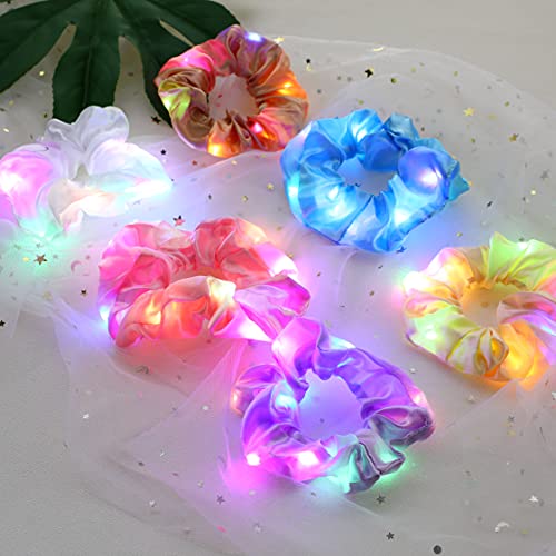 14 Pieces LED Light Hair Scrunchies Luminous Hairband Elastic Hair Bands Satin Elastic Bands Bobbles Ties Ropes for Women Girls, Stylish Elegant Hair Accessories