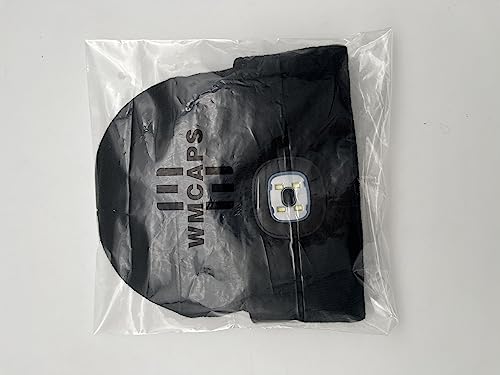 Rechargeable LED Lighted Beanie, Perfect Dad Gifts in Christmas, Stocking Fillers Cap with Light Hands Free Head Torch Unisex Winter Warm Knit Beanie Black