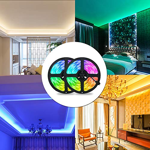 Tomshine Led Strips Lights 10M 300LEDs 5050 RGB SMD Colour Changing LED Lighting Strips with 44-Keys Ir Remote Controller Ip65 Waterproof for Home Kitchen Christmas Decorations