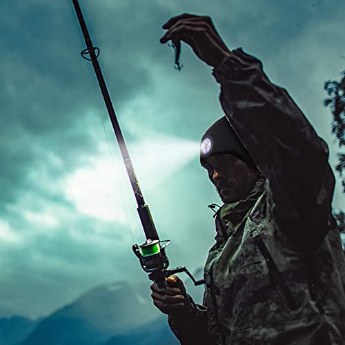 Gifts for Men Dad LED Beanie - Presents for Men Christmas Stocking Fillers Xmas Gift Ideas for Men Husband, Gifts for Him LED Hat Beanie with Light Warm Head Torch Hat Fishing Gifts Black, One Size