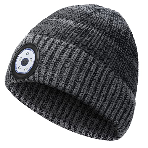 Mens Gifts Hat Beanie with Light - Christmas Stocking Fillers for Dad Hat with LED Light Running Fishing Cycling Gifts for Men Women Bright Head Torch Hat with Light Rechargeable Secret Santa Gifts