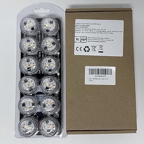 Submersible Led Light, 12pcs Mini led Lights Waterproof RGB Small Tea Lights with Remote for Aquarium Pool Garden Vase Pond, Party Christmas Decorations