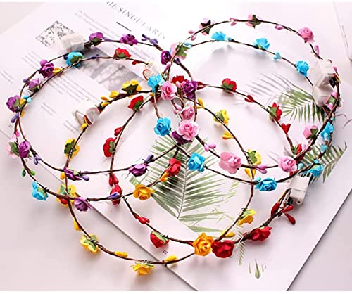 Shenghuo LED Flower Headband, 12Pcs Flower Crowns Headdress Garland Hair Wreath for Women Girls Wedding Party Christmas Holiday Festival