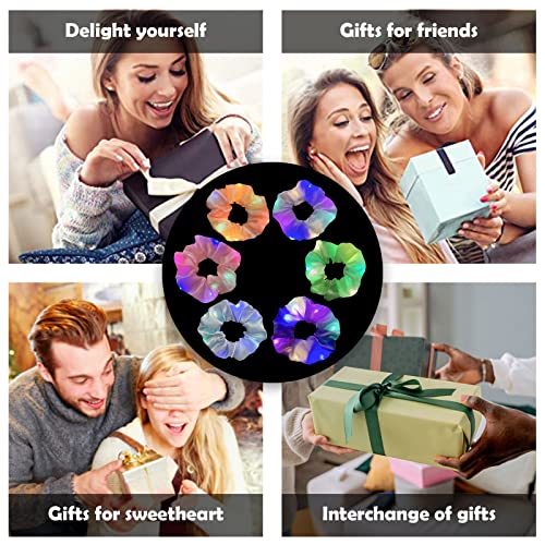 6 Pcs LED Scrunchies for Women, Led Glow Hair Bands, Light Up Hair Scrunchy for Girls, 3 Colors Light Modes, for Women Girls Christmas Glow Rave in the Dark Party Supplies