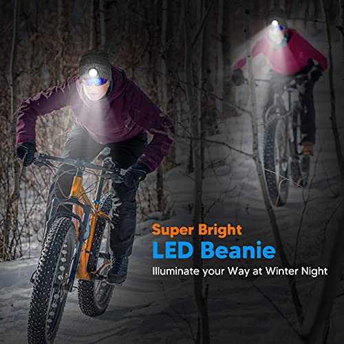 Mens Gifts Hat Beanie with Light - Christmas Stocking Fillers for Dad Hat with LED Light Running Fishing Cycling Gifts for Men Women Bright Head Torch Hat with Light Rechargeable Secret Santa Gifts