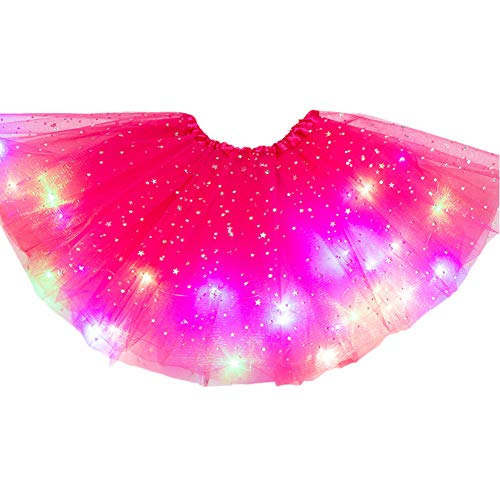 GSDGV Girls Tutu Skirts, LED Light Up Tutu Skirt, Luminous Tulle Tutu Skirt, Princess LED Dancing Skirt, Ballet Dance Costume for Christmas Party(Dark Purple)