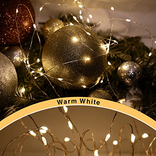 ANSIO Christmas Lights 100 Copper Wire Fairy Lights 10m/32ft Plug in Micro LED String Lights, Indoor Outdoor Use Xmas/Home/Party/Decorations - Warm White