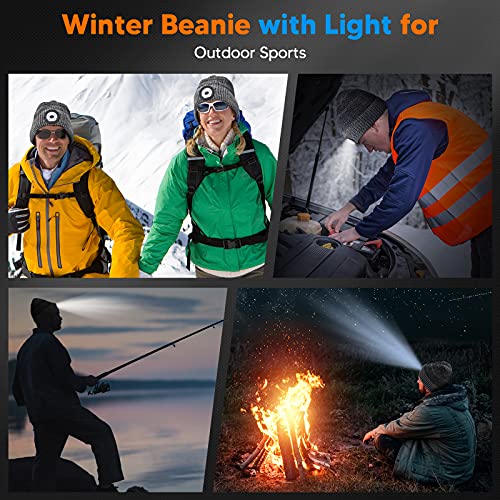 Mens Gifts Hat Beanie with Light - Christmas Stocking Fillers for Dad Hat with LED Light Running Fishing Cycling Gifts for Men Women Bright Head Torch Hat with Light Rechargeable Secret Santa Gifts