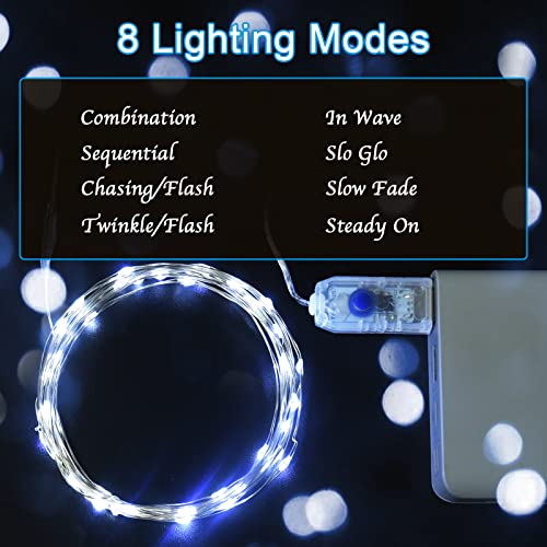 Etopgo USB Fairy Lights 5M/16Ft 50 LED Christmas Fairy LightsPlug in, 8 Lighting Modes Twinkle Fairy String Lights for Indoor, Outdoor, Bedroom,Party (Cool White)