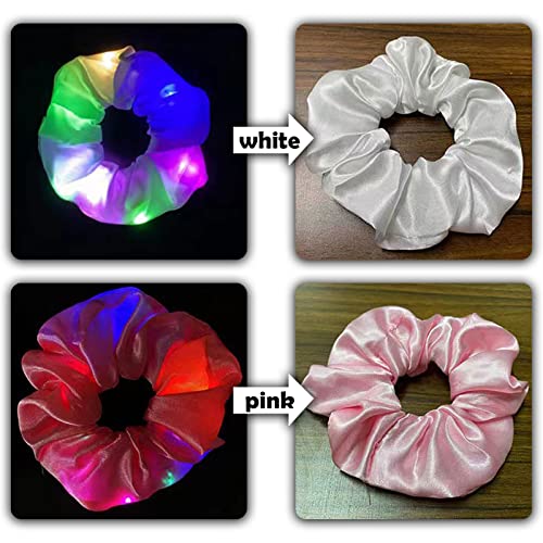 6 Pcs LED Scrunchies for Women, Led Glow Hair Bands, Light Up Hair Scrunchy for Girls, 3 Colors Light Modes, for Women Girls Christmas Glow Rave in the Dark Party Supplies