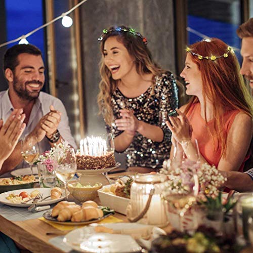 LED Flower Headband,7Pcs Flower Crown Garland Headband Flower Headdress Floral Headband for Women Girls Hair Accessories Birthday Wedding Festival Party1