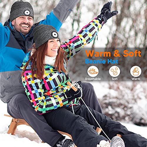 Mens Gifts Hat Beanie with Light - Christmas Stocking Fillers for Dad Hat with LED Light Running Fishing Cycling Gifts for Men Women Bright Head Torch Hat with Light Rechargeable Secret Santa Gifts