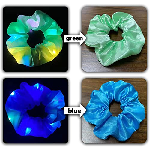 6 Pcs LED Scrunchies for Women, Led Glow Hair Bands, Light Up Hair Scrunchy for Girls, 3 Colors Light Modes, for Women Girls Christmas Glow Rave in the Dark Party Supplies