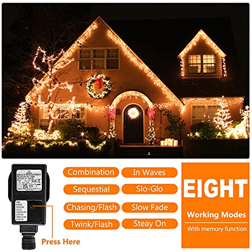 Fairy Lights Mains Powered, 15M/49ft 120LED Outdoor Fairy Lights Plug in, 8 Modes Waterproof Christmas Tree Lights Outdoor/Indoor for Garden, Gazebo, Festival, Bedroom (Warm White)