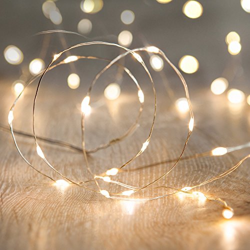 Lights4fun Christmas Indoor Fairy String Lights with 50 Warm White Micro LEDs on Silver Wire Battery Operated 4.95m
