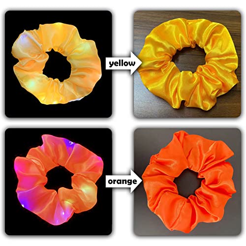 6 Pcs LED Scrunchies for Women, Led Glow Hair Bands, Light Up Hair Scrunchy for Girls, 3 Colors Light Modes, for Women Girls Christmas Glow Rave in the Dark Party Supplies