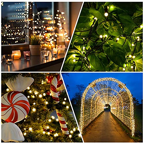 Fairy Lights Mains Powered, 15M/49ft 120LED Outdoor Fairy Lights Plug in, 8 Modes Waterproof Christmas Tree Lights Outdoor/Indoor for Garden, Gazebo, Festival, Bedroom (Warm White)