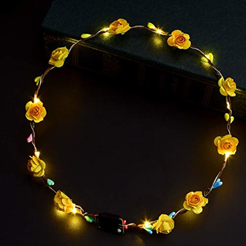 Shenghuo LED Flower Headband, 12Pcs Flower Crowns Headdress Garland Hair Wreath for Women Girls Wedding Party Christmas Holiday Festival