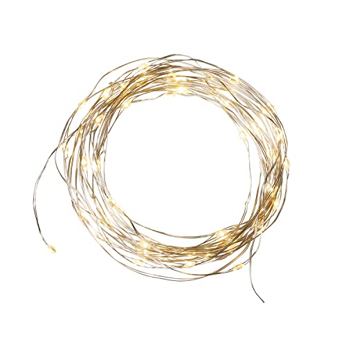 Lights4fun Christmas Indoor Fairy String Lights with 50 Warm White Micro LEDs on Silver Wire Battery Operated 4.95m