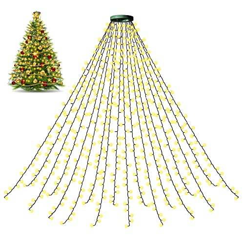 Christmas Tree Lights,400 LED Outdoor Cluster Christmas Lights 2m*16 Strands Warm White Fairy Lights Plug in Waterproof with Memory and 8 Lighting Modes Xmas Lights for Indoor Outdoor Decoration