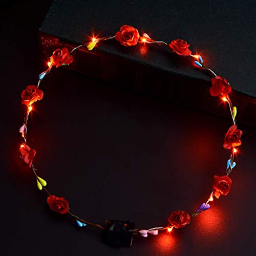 Shenghuo LED Flower Headband, 12Pcs Flower Crowns Headdress Garland Hair Wreath for Women Girls Wedding Party Christmas Holiday Festival
