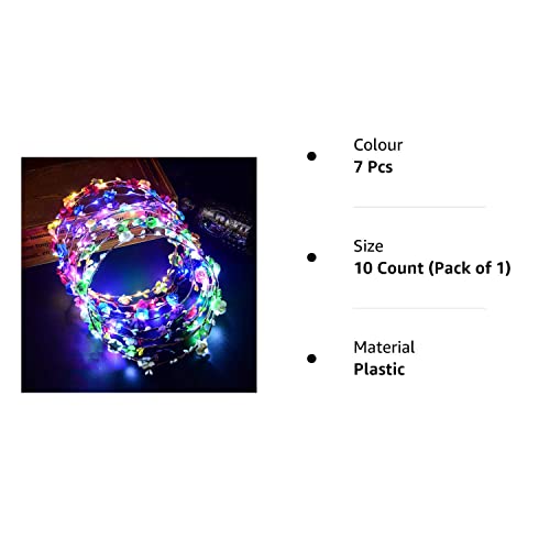 LED Flower Headband,7Pcs Flower Crown Garland Headband Flower Headdress Floral Headband for Women Girls Hair Accessories Birthday Wedding Festival Party1
