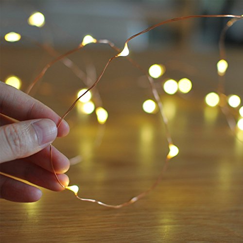 Makion Led String Lights 100 LEDs Decorative Fairy Battery Powered String Lights, Copper Wire Light for Bedroom,Wedding(33ft/10m Warm White)
