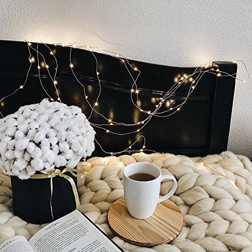Makion Led String Lights 100 LEDs Decorative Fairy Battery Powered String Lights, Copper Wire Light for Bedroom,Wedding(33ft/10m Warm White)
