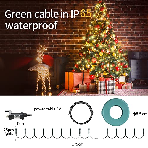 Christmas Tree Lights,400 LED Outdoor Cluster Christmas Lights 2m*16 Strands Warm White Fairy Lights Plug in Waterproof with Memory and 8 Lighting Modes Xmas Lights for Indoor Outdoor Decoration