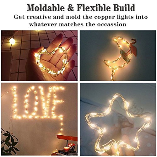 Makion Led String Lights 100 LEDs Decorative Fairy Battery Powered String Lights, Copper Wire Light for Bedroom,Wedding(33ft/10m Warm White)