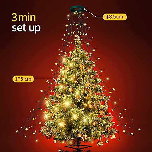 Christmas Tree Lights,400 LED Outdoor Cluster Christmas Lights 2m*16 Strands Warm White Fairy Lights Plug in Waterproof with Memory and 8 Lighting Modes Xmas Lights for Indoor Outdoor Decoration