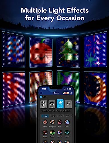 Govee Curtain Lights, 520 RGBIC LEDs Christmas Lights, Smart WiFi LED Curtain Lights Outdoor, Dynamic DIY Lights, IP65 Waterproof, Colour Changing Curtain String Lights for Backdrop Bedroom (1.5×2m)