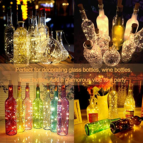 Bottle Lights, Cork Lights for Bottles 2m 20 LED, Operated Nightlights for DIY Bedrooms Parties Weddings Indoor Christmas Outdoor Decoration, (3 Pack) Warm White [Energy Class A++]