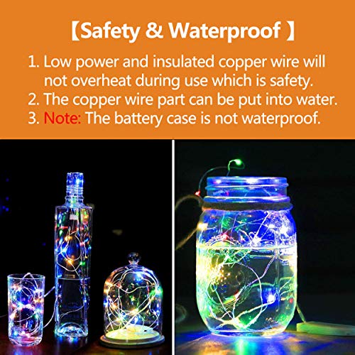 12 PCS LED Fairy String Lights Battery Operated, 20 LEDs 6.5Ft/2M Micro Copper Wire Lights, Waterproof Christmas Starry Decor Rope Lamps for DIY Wedding Party Festival Decorations (Multi-Colour)