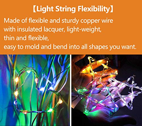 12 PCS LED Fairy String Lights Battery Operated, 20 LEDs 6.5Ft/2M Micro Copper Wire Lights, Waterproof Christmas Starry Decor Rope Lamps for DIY Wedding Party Festival Decorations (Multi-Colour)