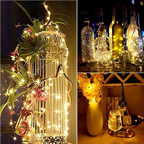 Bottle Lights, Cork Lights for Bottles 2m 20 LED, Operated Nightlights for DIY Bedrooms Parties Weddings Indoor Christmas Outdoor Decoration, (3 Pack) Warm White [Energy Class A++]