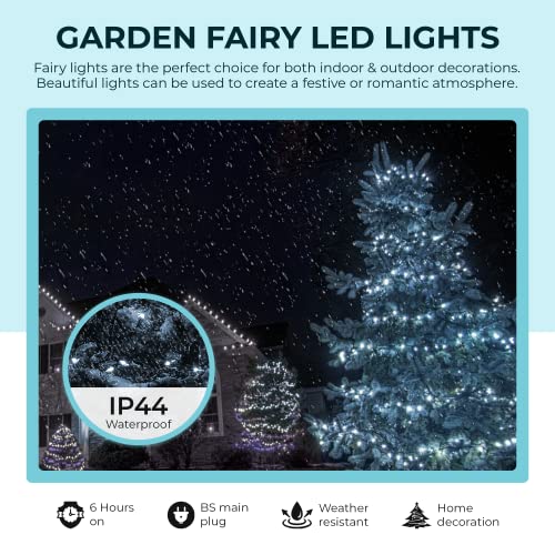 GloBrite Fairy Lights 100 LED - Christmas Lights with 8 Modes Function for Christmas Tree Outdoor Lights Christmas Lights Garden Lights Christmas Tree Decorations - Cool White