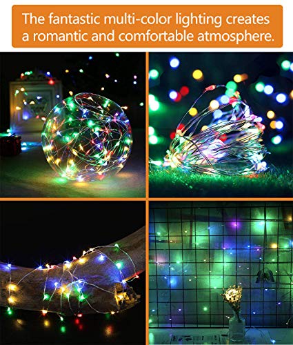 12 PCS LED Fairy String Lights Battery Operated, 20 LEDs 6.5Ft/2M Micro Copper Wire Lights, Waterproof Christmas Starry Decor Rope Lamps for DIY Wedding Party Festival Decorations (Multi-Colour)