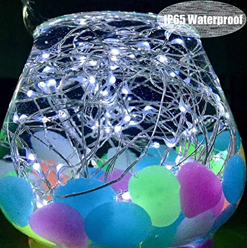 Fairy String Lights, 2 Set 33ft 100 Led Fairy Lights Battery Operated Silver Wire Lights with Remote Control, 8 Mode Waterproof Lights for Home Garden Bedroom Centerpiece Wedding Party (Cool White)