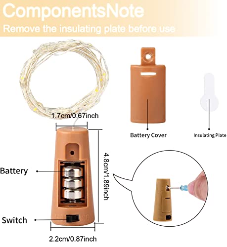 Bottle Lights, Cork Lights for Bottles 2m 20 LED, Operated Nightlights for DIY Bedrooms Parties Weddings Indoor Christmas Outdoor Decoration, (3 Pack) Warm White [Energy Class A++]