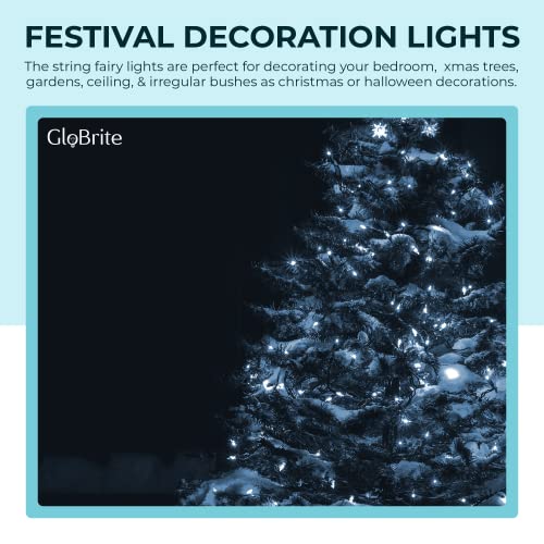GloBrite Fairy Lights 100 LED - Christmas Lights with 8 Modes Function for Christmas Tree Outdoor Lights Christmas Lights Garden Lights Christmas Tree Decorations - Cool White
