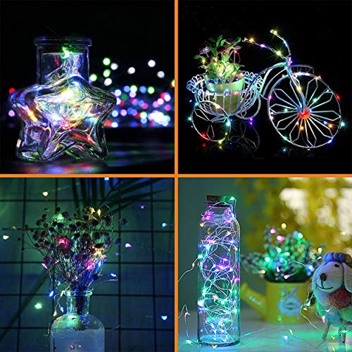 12 PCS LED Fairy String Lights Battery Operated, 20 LEDs 6.5Ft/2M Micro Copper Wire Lights, Waterproof Christmas Starry Decor Rope Lamps for DIY Wedding Party Festival Decorations (Multi-Colour)