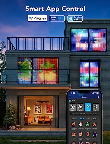 Govee Curtain Lights, 520 RGBIC LEDs Christmas Lights, Smart WiFi LED Curtain Lights Outdoor, Dynamic DIY Lights, IP65 Waterproof, Colour Changing Curtain String Lights for Backdrop Bedroom (1.5×2m)