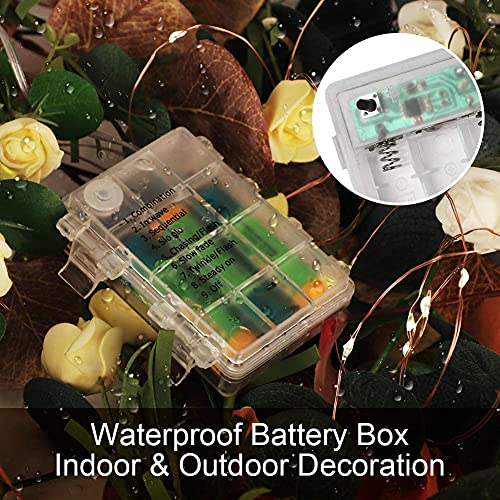 RJEDL Fairy Lights String Lights Battery Operated, 2 Pack 10m 100 LED Copper Wire Lighting with 8 Modes Remote Control IP67 Waterproof for Indoor Outdoor Halloween Christmas Party Wedding Bedroom
