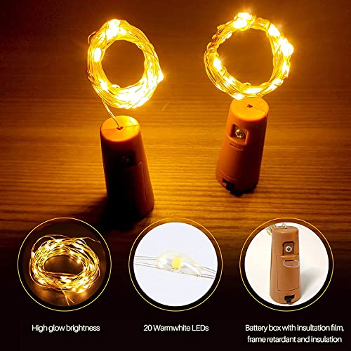 Bottle Lights, Cork Lights for Bottles 2m 20 LED, Operated Nightlights for DIY Bedrooms Parties Weddings Indoor Christmas Outdoor Decoration, (3 Pack) Warm White [Energy Class A++]
