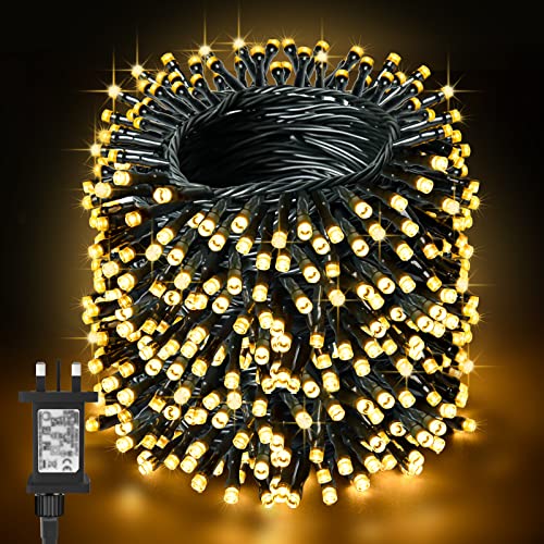 Christmas Lights Outdoor Decorations,BOLWEO 40M 400LED Mains Powered Christmas Tree Lights with Waterproof Timer Fairy String Lights Plug in for Indoor & Outdoor Xmas Bedroom Garden Wedding,Warm White