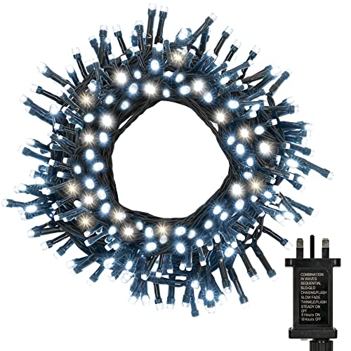 GloBrite Fairy Lights 100 LED - Christmas Lights with 8 Modes Function for Christmas Tree Outdoor Lights Christmas Lights Garden Lights Christmas Tree Decorations - Cool White